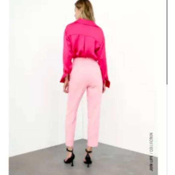 New Zara Pink High waisted Trousers Size XS - Picture 10 of 11